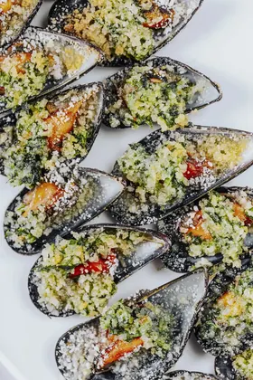 Moules farcies, gratinées
